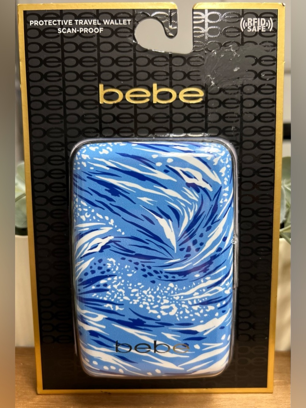 bebe Blue & White Wave RFID Travel Wallet